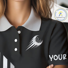 Load image into Gallery viewer, Personalized Gray Golf Polos Shirts For Womens Custom Golf Ball Clubs, Best Golf Gift NHT627