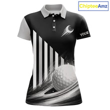 Load image into Gallery viewer, Personalized Gray Golf Polos Shirts For Womens Custom Golf Ball Clubs, Best Golf Gift NHT627