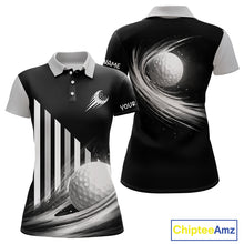 Load image into Gallery viewer, Personalized Gray Golf Polos Shirts For Womens Custom Golf Ball Clubs, Best Golf Gift NHT627
