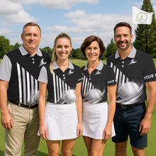 Load image into Gallery viewer, Personalized Gray Golf Polos Shirts For Mens Custom Golf Ball Clubs, Best Golf Gift For Golfer NHT627