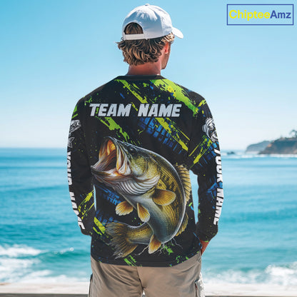 Personalized Bass Fishing Sport Jerseys For Men, Bass Fishing Shirt Long Sleeve NHT494