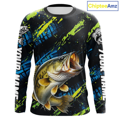 Personalized Bass Fishing Sport Jerseys For Men, Bass Fishing Shirt Long Sleeve NHT494