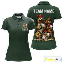 Load image into Gallery viewer, Funny Chicken Womens Golf Polo Shirt Custom Team Name Personalized Golfer Polo Funny Rooster Golf