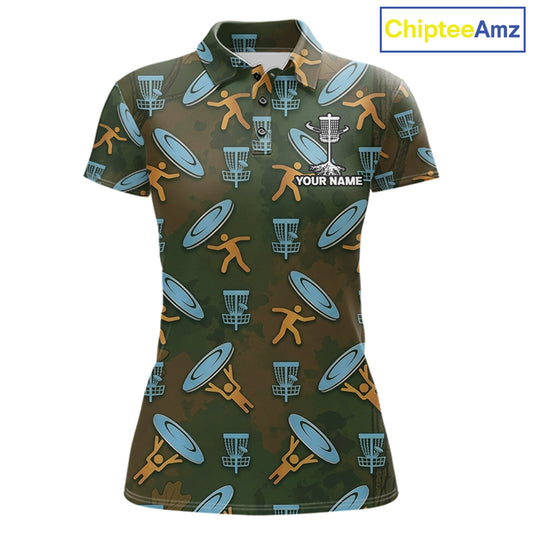 Disc Golf Polo Shirt Personalized Name Camouflage Golf Shirt Custom Disc Golfer Polo Gift For Womens