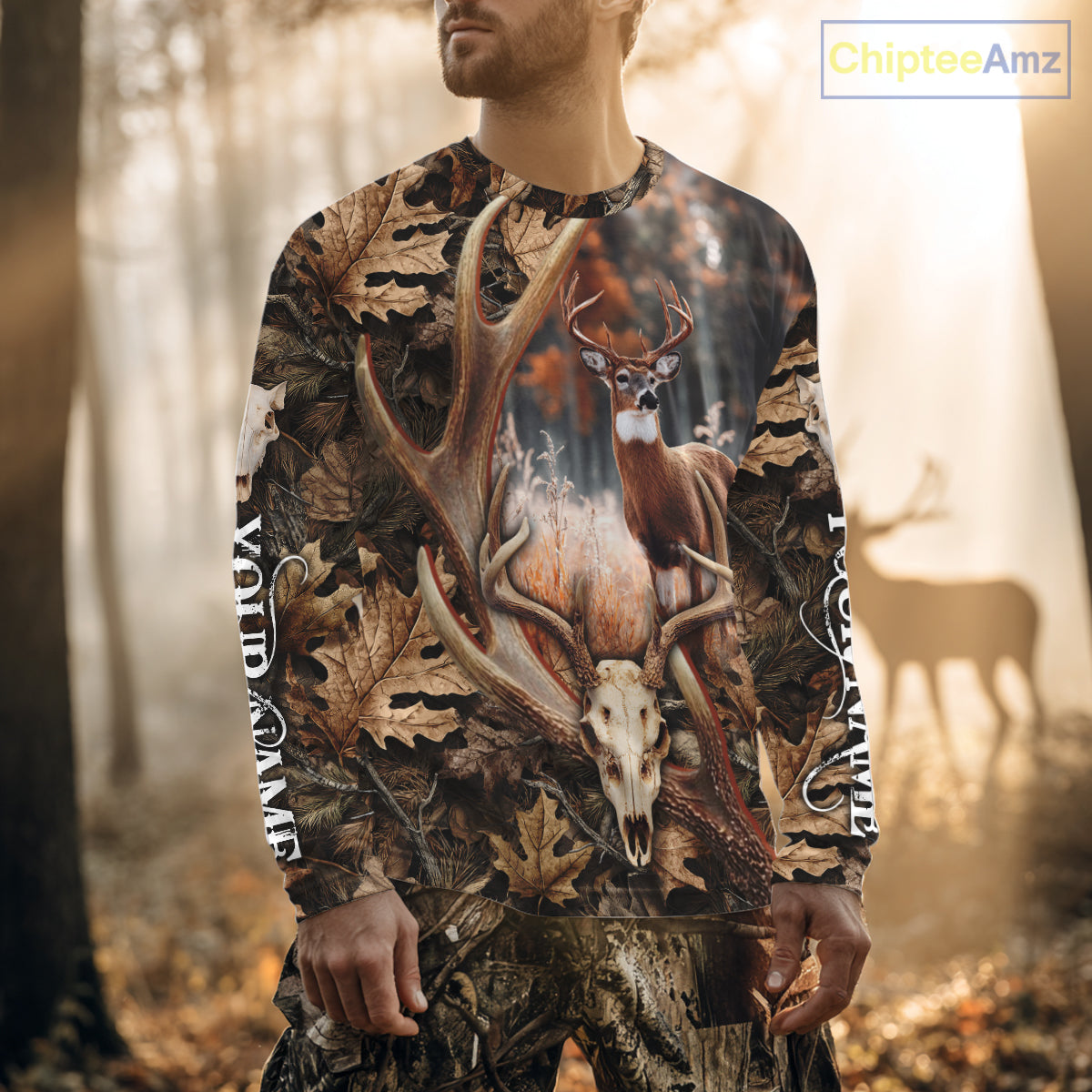 Deer Skull Reaper Hunting Camouflage Hunting Clothes Customize 3D All Over Printed Shirts NHT185