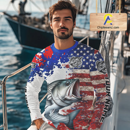 Custom Striped Bass Fishing Saltwater Performance Shirts, Fishing Shirt For Men NHT498