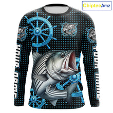 Load image into Gallery viewer, Personalized Striped Bass Fishing Jerseys, Bass Performance Fishing Shirt Custom Name NHT501