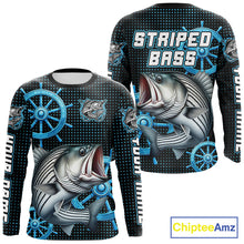 Load image into Gallery viewer, Personalized Striped Bass Fishing Jerseys, Bass Performance Fishing Shirt Custom Name NHT501