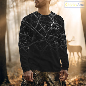 Best Deer Hunting Shirt Black Camo Customize Name 3D All Over Printed Shirts, Hunting Gift NHT82