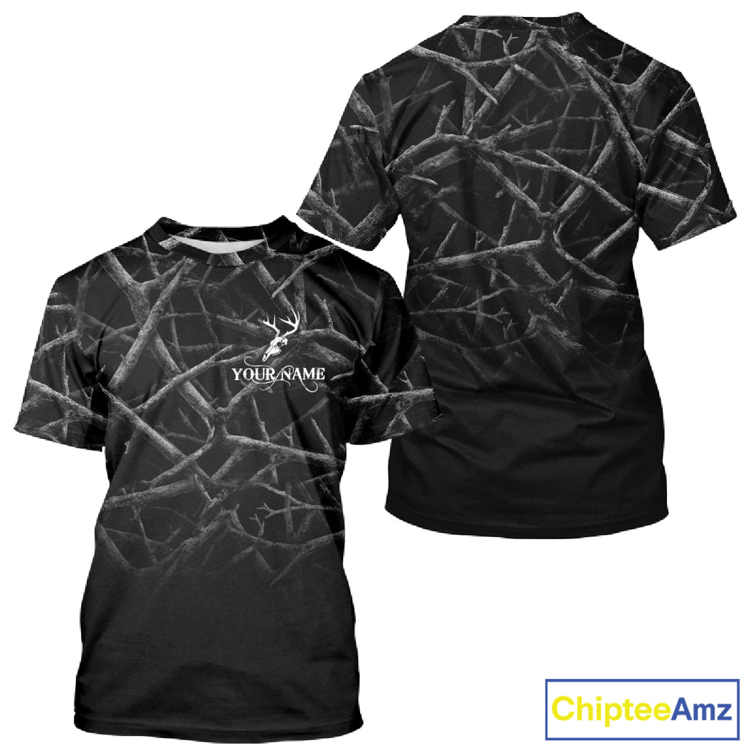 Best Deer Hunting Shirt Black Camo Customize Name 3D All Over Printed Shirts, Hunting Gift NHT82