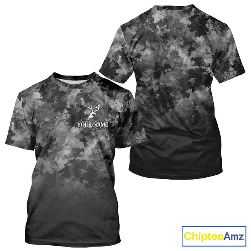 Best Deer Hunting Shirt Black Camouflage Custom Name 3D All Over Printed Shirts Hunting Gift NHT83