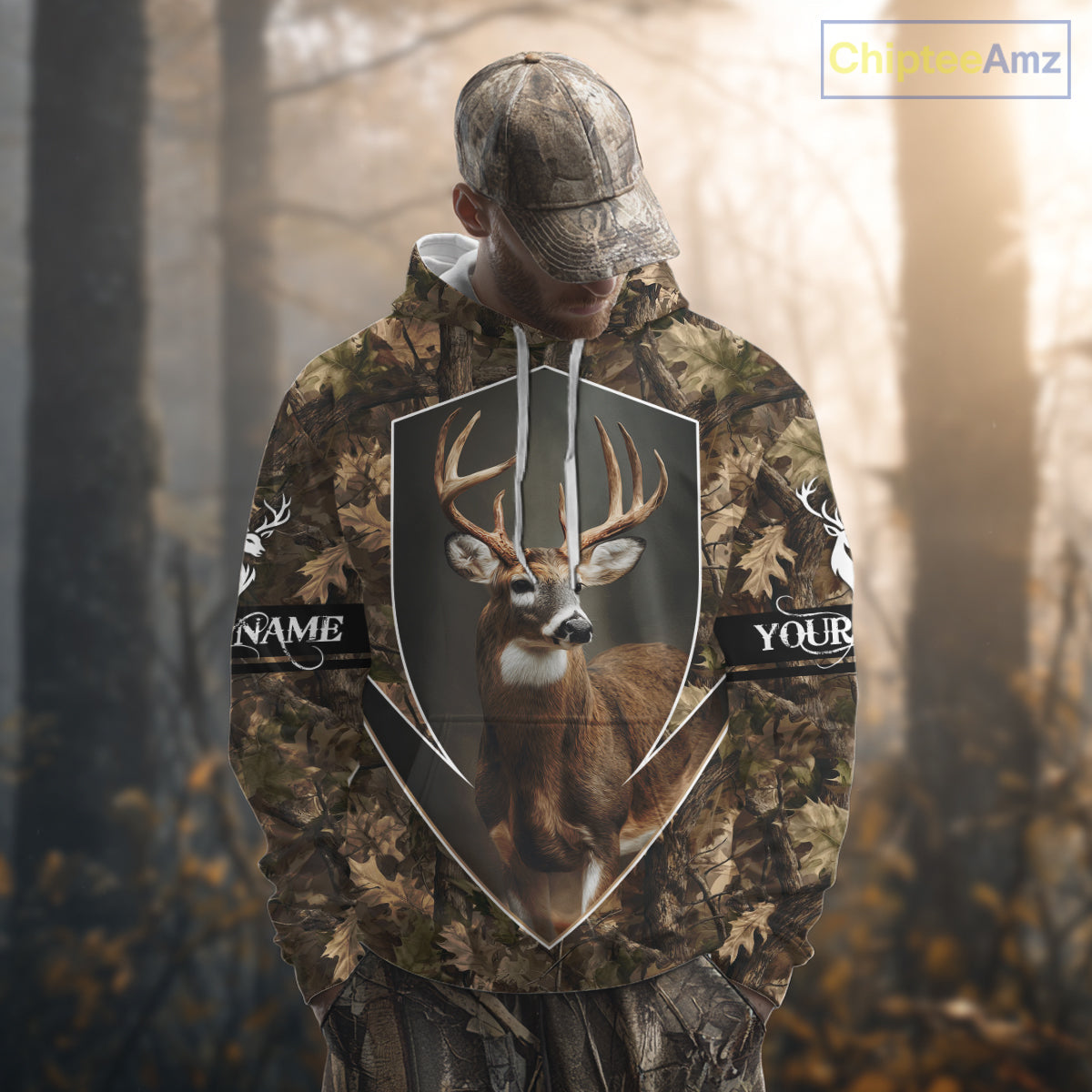 Deer Hunting Full Forest Camo 3D Printing Custom Name Shirts, Whitetail Deer Hunting Shirts NHT189