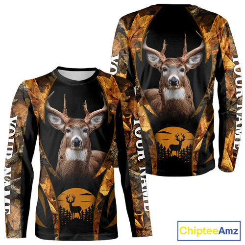Deer Hunting Black With Camo Autumn - Personalized All Over Print Deer Hunting Clothes NHT190