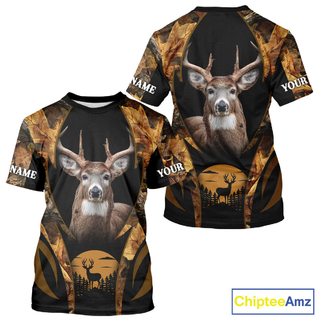 Deer Hunting Black With Camo Autumn - Personalized All Over Print Deer Hunting Clothes NHT190