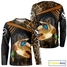 Load image into Gallery viewer, Black Mallard Duck Hunting Shirt With Black Lab Dog, Personalized Hunting Clothes NHT193