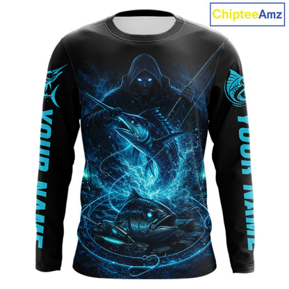 Personalized Marlin Fishing Shirt Long Sleeve For Men, Marlin Action Angler Shirt NHT436