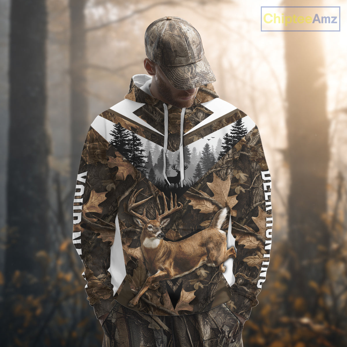 Whitetail Deer Hunting Custom Name Camo Shirt, Deer Hunting Shirt NHT332