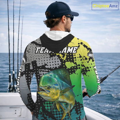 Mahi Mahi Fishing Shirt Green Camo Custom Name, Mahi Mahi Fishing Team Jerseys NHT444