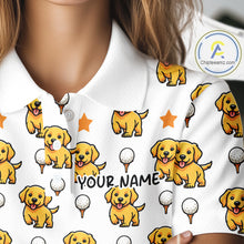 Load image into Gallery viewer, Custom Golden Retriever Womens Golf Polo Shirt - Personalized Dog Lover Team Name Jersey