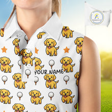 Load image into Gallery viewer, Custom Golden Retriever Womens Sleeveless Golf Polo Shirt - Personalized Dog Lover Team Name Jersey