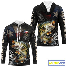 Load image into Gallery viewer, Personalized Texas Largemouth Bass Hooded Fishing Shirt – Custom Name Angler Apparel For Fishermen