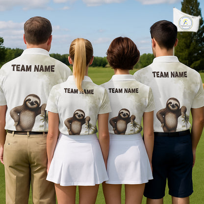 Custom Sloth Womens Golf Polo Shirt - Funny Personalized Sloth Golf Apparel Short & Long Sleeve Polo NHT1179