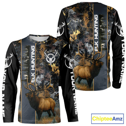 Best Elk Hunting Camouflage Shirts for Elk Hunters, Personalized Hunting Shirts, Hunting Gifts NHT100