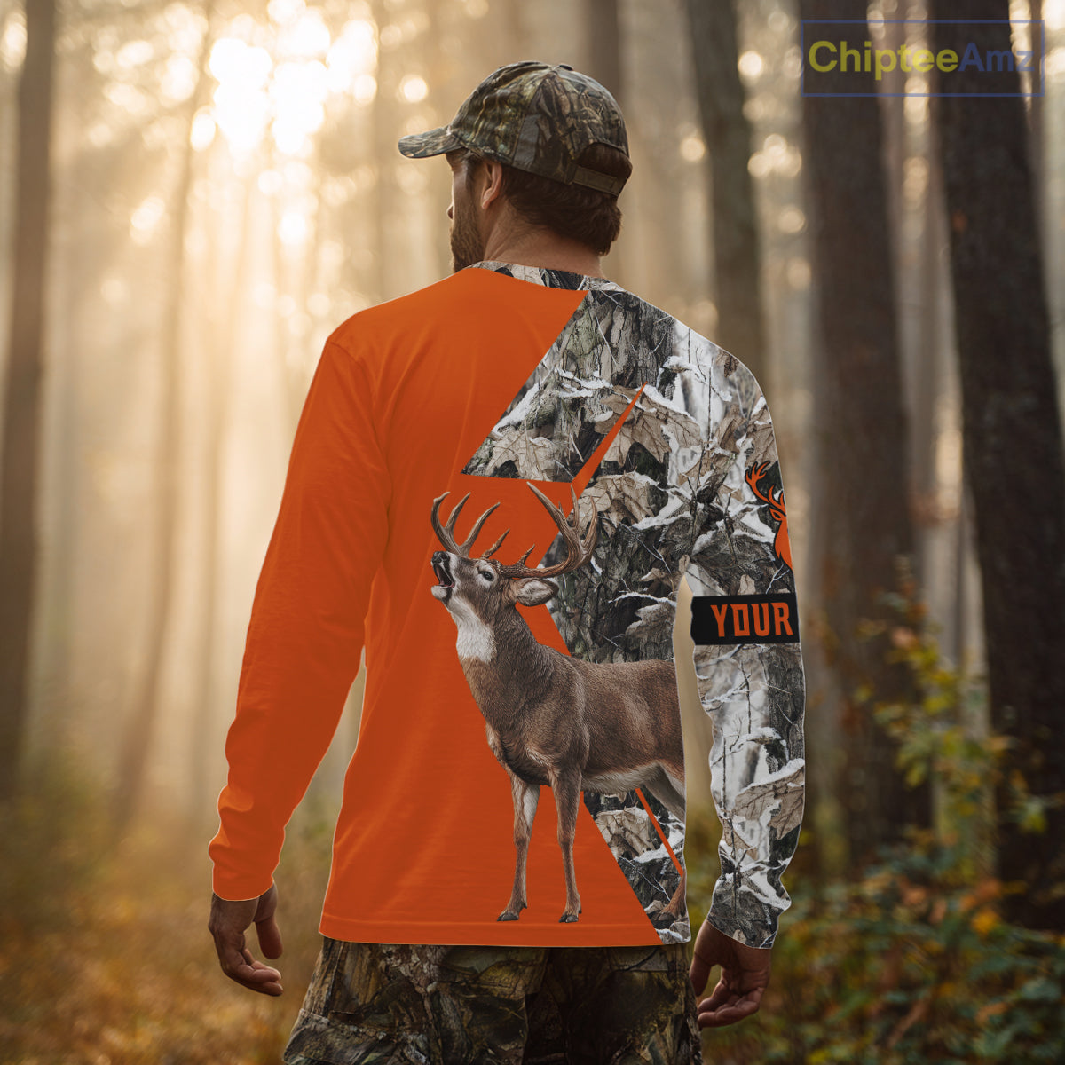 Deer Hunting Orange Camo 3D Winter Forest Full Printing Custom Name Shirts Hunting Gifts NHT200
