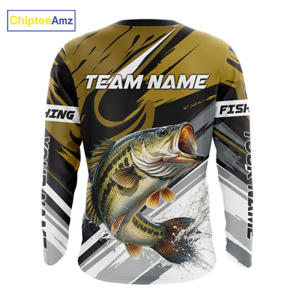 Personalized Bass Fishing Shirts Long Sleeve For Men, Bass Fishing Shirt Sport Jerseys NHT511