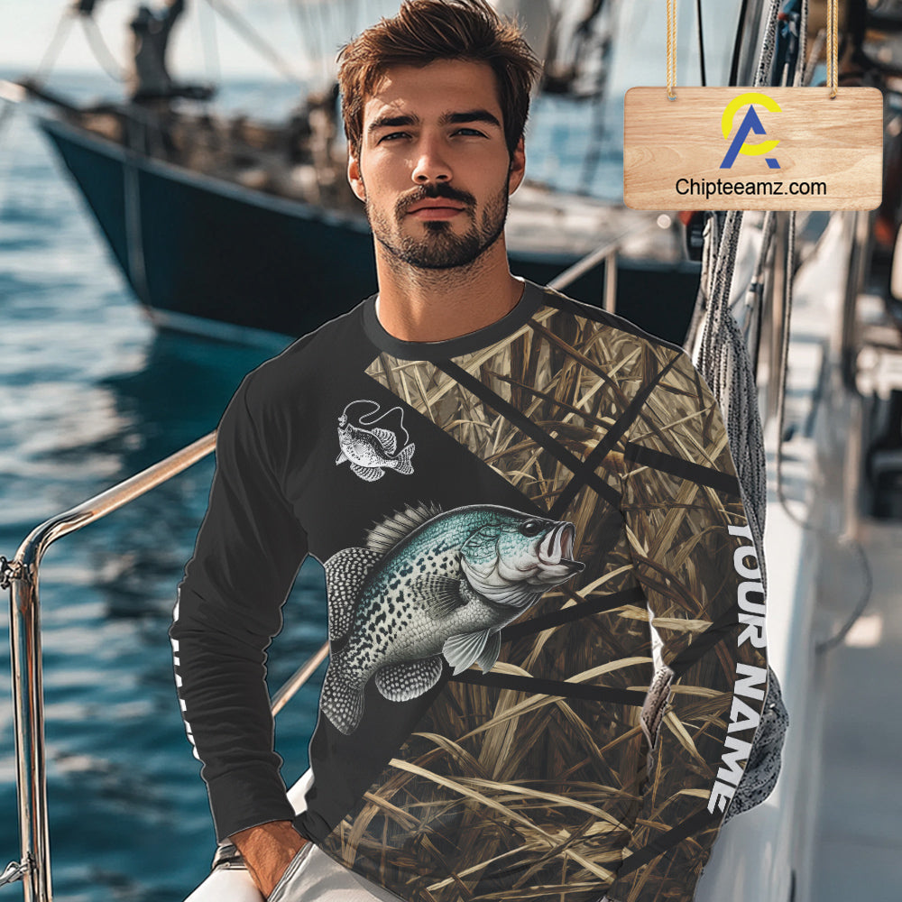 Crappie Fishing Custom Camouflage Fishing Shirts Long Sleeve, Crappie Fishing Apparel NHT524