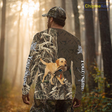Load image into Gallery viewer, Yellow Lab Hunting Dog Customized Name All Over Print Shirts For Hunters NHT293