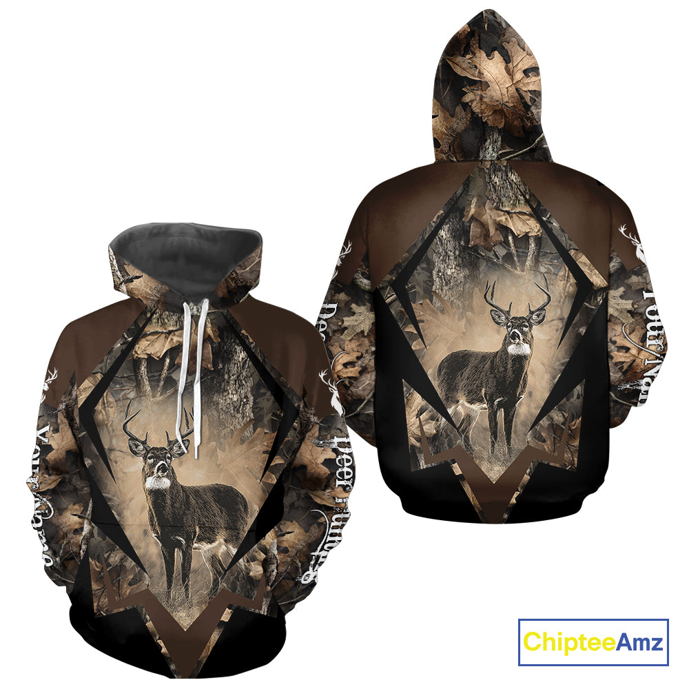 Whitetail Deer Hunting 3D All Over Printed Hoodie, Long Sleeve Hunting Shirt For Men NHT339