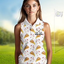 Load image into Gallery viewer, Funny Pizza Pattern Golf Shirt Sleeveless Womens Polo Shirts, Best Golf Polo Golf Shirt For Team NHT777