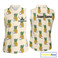 Load image into Gallery viewer, Personalized Funny Pineapple Pattern Sleeveless Womens Golf Polo Shirts Best Golf Gifts For Family Team NHT779