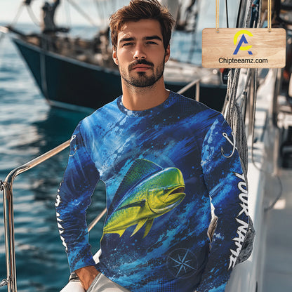 Custom Mahi Mahi Fishing Jersey, Personalized Long Sleeve Performance Fishing Shirt NHT1221