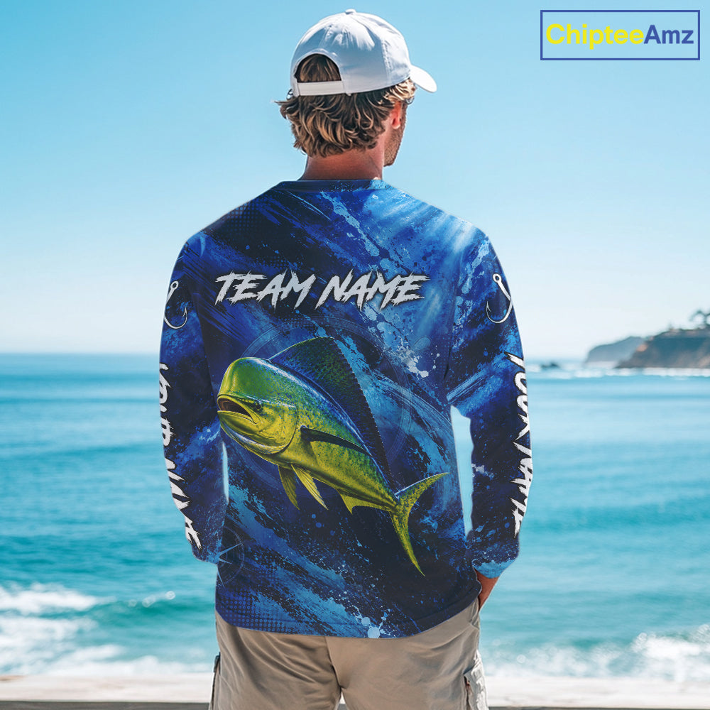 Custom Mahi Mahi Fishing Jersey, Personalized Long Sleeve Performance Fishing Shirt NHT1221