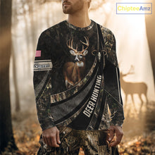 Load image into Gallery viewer, Whitetail Deer Hunting Shirt Camouflage US Flag, Deer Hunter Custom Name, Hunting Gift NHT123