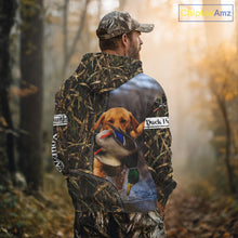 Load image into Gallery viewer, Duck Hunting Waterfowl Camouflage Shirt Yellow Labrador Retriever, Custom Name Hunting Gift NHT126