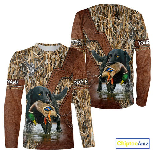 Mallard Duck Hunting With Black Lab Custom Name 3D All Over Print Shirt, Dog Hunting Gifts NHT131