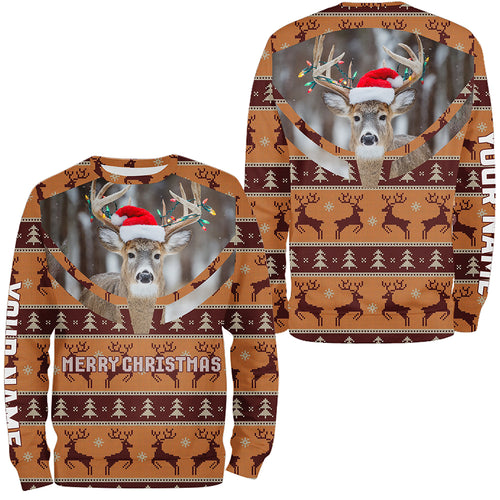 Deer Hunter Merry Huntmas Custom Ugly Christmas Sweatshirt All Over Printed Shirts NHT300
