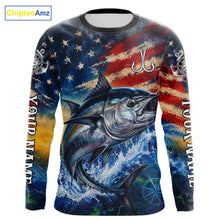 Load image into Gallery viewer, Tuna Fishing Shirt American Flag 3D All Over Print Long Sleeve Performance Apparel For Men NHT1089