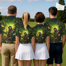 Load image into Gallery viewer, Custom Green Funny Sloth Tropical Womens Golf Polo Shirts, Golf Team Jersey For Women NHT927
