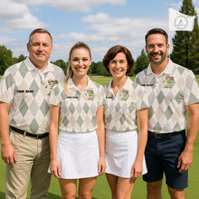Load image into Gallery viewer, Personalized Sloth Golfer Polo Shirt Funny Golf Argyle Pattern Custom Name Golf Lover Gift NHT1095