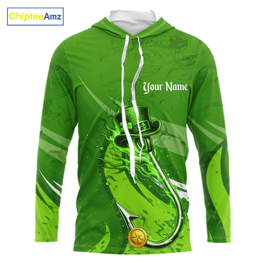 Custom Name St Patrick's Day Long Sleeve Fishing Shirts, St Patty's Day Hook Fishing Jerseys NHT425