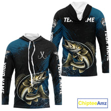 Load image into Gallery viewer, Custom Walleye Fishing Jersey Personalized Long Sleeve Hooded Shirt For Men 