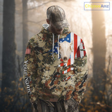 Load image into Gallery viewer, Boar Hunting Shirt Camo Custom Name American Flag Skull Hunting Clothes For Hunters NHT159