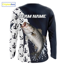 Load image into Gallery viewer, Personalized Striped Bass Fishing Shirts Long Sleeve With Pattern Anchor, Fishing Shirt Jersey NHT611