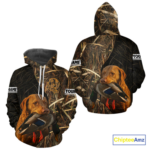 Chesapeake Bay Retriever Duck Hunting Dog Waterfowl Camo Full Printing Shirts, Hunting Gift NHT176