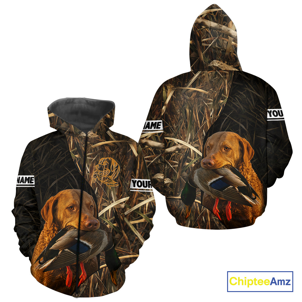 Chesapeake Bay Retriever Duck Hunting Dog Waterfowl Camo Full Printing Shirts, Hunting Gift NHT176