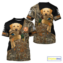 Load image into Gallery viewer, Yellow Lab Hunting Dog Customized Name All Over Print Shirts For Hunters, Duck Hunting Shirt NHT276